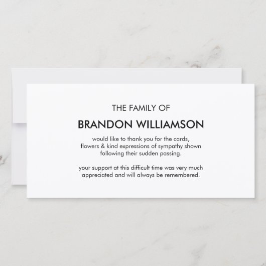 Foto aandenken Rouw Dank je wel Bedankkaart (Achterkant)