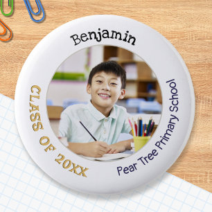 Foto-aandenken voor basisschoolverlater ronde button 5,7 cm
