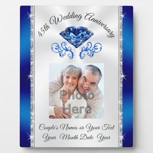 Foto aangepast 45 jaar Jubileum voor bruiloft Fotoplaat (Voorkant)