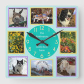 Foto Aangepast 8 Afbeelding Aangepast kleurenblok Vierkante Klok (Voorkant)