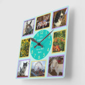 Foto Aangepast 8 Afbeelding Aangepast kleurenblok Vierkante Klok (Hoek)