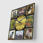 Foto Aangepast 8 Afbeelding Gepersonaliseerd zwart Vierkante Klok (Hoek)