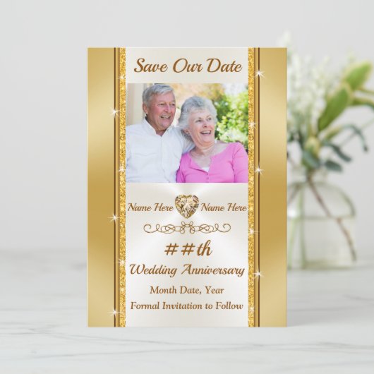 Foto aangepast, datum goud en verhaal opslaan kaart (Staand voorkant)