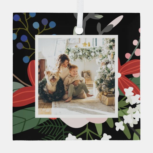 Foto aangepast kerstfeest glas ornament (Achterkant)