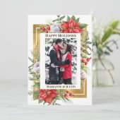 Foto: Aangepast kerstgoud Lijst Floral Feestdagenkaart (Staand voorkant)