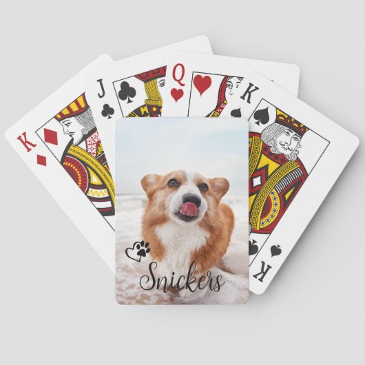 Foto Aangepaste Dog Cat Pet Name Monogram Pokerkaarten (Achterkant)