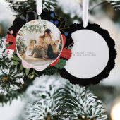 Foto Aangepaste gepersonaliseerde Kerstwinter Bloe Ornament Kaart