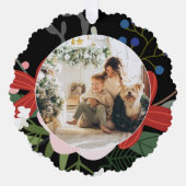 Foto Aangepaste gepersonaliseerde Kerstwinter Bloe Ornament Kaart (Voorkant)