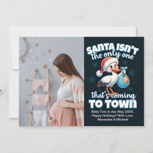 Foto aangepaste kerst zwangerschap aankondiging (Voorkant)