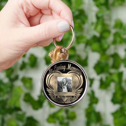 Foto Aangepaste Memorial Heart Gold-Button toevoeg Sleutelhanger (Hand)