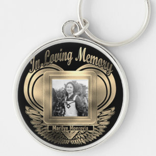 Foto Aangepaste Memorial Heart Gold-Button toevoeg Sleutelhanger
