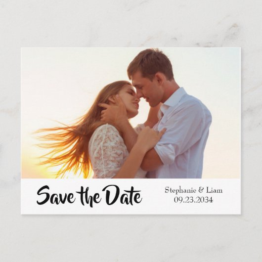 Foto Aangepaste Moderne Typografie Opslaan Datum Aankondigingskaart (Voorkant)