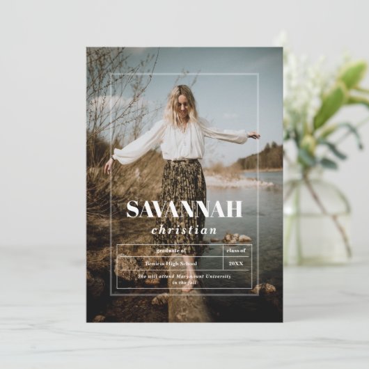 Foto aankondiging eindexamen middelbare school (Staand voorkant)