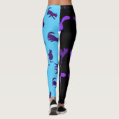 Foto aanpassen Pet Cat Pattern Paarse Azure Zwart Leggings (Achterkant)