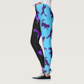 Foto aanpassen Pet Cat Pattern Paarse Azure Zwart Leggings (Links)