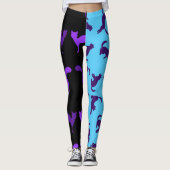 Foto aanpassen Pet Cat Pattern Paarse Azure Zwart Leggings (Voorkant)