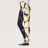 Foto aanpassen Pet Cat Pattern Paarse Crème Zwart Leggings (Links)