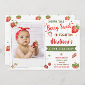 Foto: Aardbery verjaardagsdag 1e verjaardag Kaart (Voorkant / Achterkant)