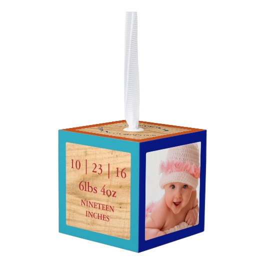 Foto ABC Blokken Birth Stats Keepomwille Ornament (Achter hoekig)