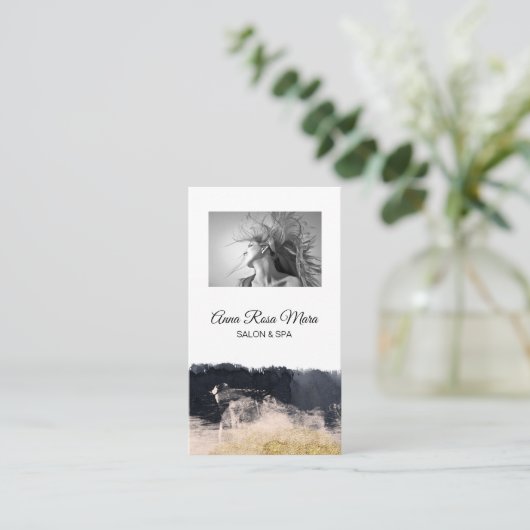 *~* Foto Abstract Gold White Girly Chic Visitekaartje (Staand voorkant)