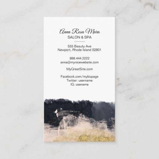 *~* Foto Abstract Gold White Girly Chic Visitekaartje (Achterkant)