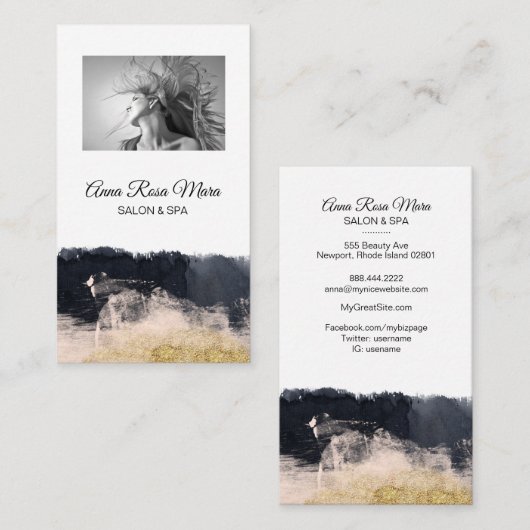 *~* Foto Abstract Gold White Girly Chic Visitekaartje (Voorkant / Achterkant)