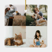 Foto acht foto's vierkant Collage Minimale familie Keramisch Ornament (Achterkant)