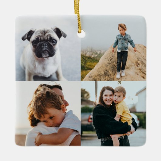 Foto acht foto's vierkant Collage Minimale familie Keramisch Ornament (Voorkant)