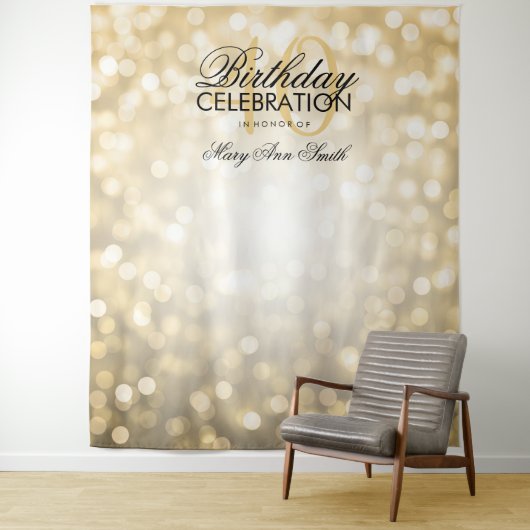 Foto achtergrond 40e verjaardag Gold Glitter Licht Wandkleed (In situ)