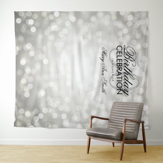Foto achtergrond 50e verjaardag Silver Glitter Lic Wandkleed (In Situ (horizontaal))