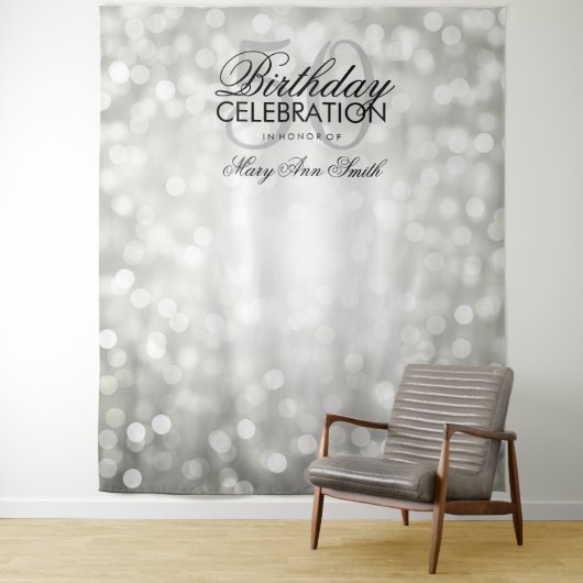 Foto achtergrond 50e verjaardag Silver Glitter Lic Wandkleed (In situ)