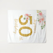 Foto Achtergrond 50ste Verjaardag Party Gold Flowe Wandkleed (Voorkant (horizontaal))