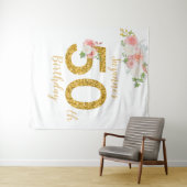 Foto Achtergrond 50ste Verjaardag Party Gold Flowe Wandkleed (In Situ (horizontaal))