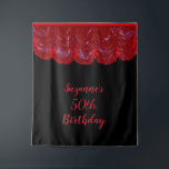 Foto achtergrond 50th Birthday Party Black Red Wandkleed<br><div class="desc">Dit ontwerp werd gecreeerd door digitale kunst. Het kan worden gepersonaliseerd door de pas verdere optie te kiezen. Neem contact met me op colorflowcreations@gmail.com als je dit ontwerp op een ander product wilt gebruiken. Koop mijn oorspronkelijke abstracte acrylschilderij te koop op www.etsy.com/shop/colorflowart. Zie meer van mijn creaties of volg me...</div>