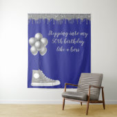 Foto achtergrond 50th Birthday Party Silver Glitte Wandkleed (In situ)