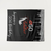 Foto achtergrond 50th Birthday Party Silver Glitte Wandkleed (Voorkant (horizontaal))