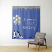 Foto achtergrond 50th Birthday Party Silver Glitte Wandkleed (In situ)