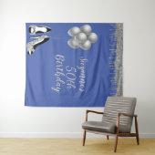 Foto achtergrond 50th Birthday Party Silver Glitte Wandkleed (In Situ (horizontaal))