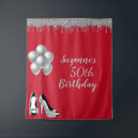 Foto achtergrond 50th Birthday Party Silver Glitte Wandkleed<br><div class="desc">Dit ontwerp werd gecreeerd door digitale kunst. Het kan worden gepersonaliseerd door de pas verdere optie te kiezen. Neem contact met me op colorflowcreations@gmail.com als je dit ontwerp op een ander product wilt gebruiken. Koop mijn oorspronkelijke abstracte acrylschilderij te koop op www.etsy.com/shop/colorflowart. Zie meer van mijn creaties of volg me...</div>