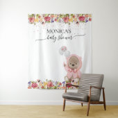 Foto achtergrond Baby shower Roze Teddy Bear Wandkleed (In situ)