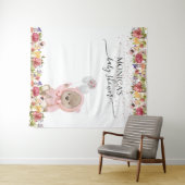 Foto achtergrond Baby shower Roze Teddy Bear Wandkleed (In Situ (horizontaal))