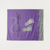 Foto-achtergrond Baby Shower Voeten Zilver Glitter Wandkleed (Voorkant (horizontaal))