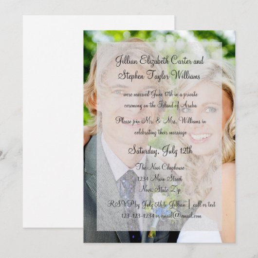 Foto Achtergrond - Berichten over bruiloft Kaart (Voorkant / Achterkant)