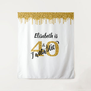 Foto-achtergrond booth 40 en Fantastisch feest gou Wandkleed
