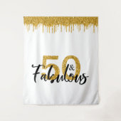 Foto Achtergrond Booth 50 en Fabulous Party Gold Wandkleed (Voorkant)
