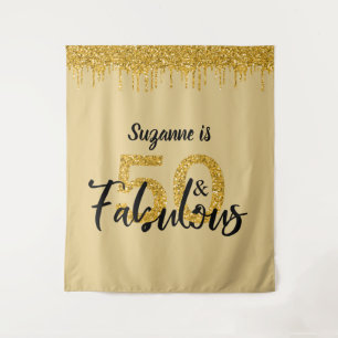 Foto Achtergrond Booth 50 en Fabulous Party Gold Wandkleed