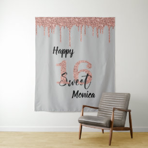 Foto Achtergrond Booth Sweet 16 Sixteen Roos Gold Wandkleed