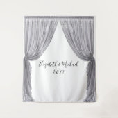 Foto Achtergrond Bruiloft Elegant Zilveren Gordijn Wandkleed (Voorkant)