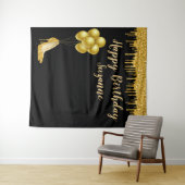 Foto-achtergrond Happy Birthday-feest Gouden Glitt Wandkleed (In Situ (horizontaal))