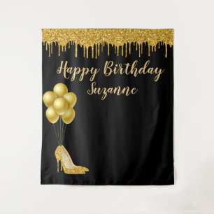 Foto Achtergrond Happy Birthday Party Gold Glitter Wandkleed